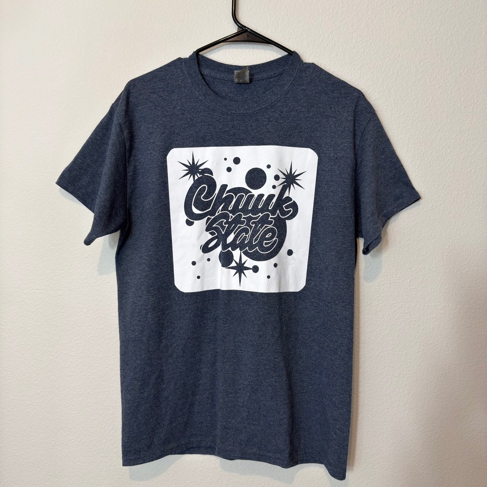 Gildan Chuuk State T-Shirt Mens Medium Navy‎ Blue Good Retro Graphic Tee